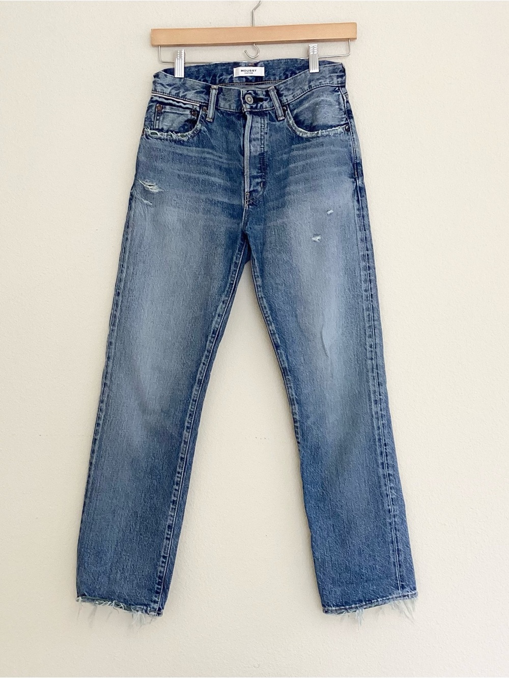 Moussy Vintage Straight-Leg Distressed Denim Jeans SZ 25